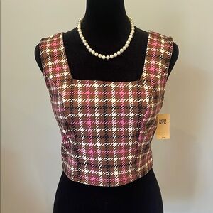 Brown and Pink Crop Top square neck new